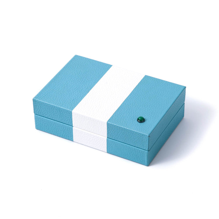 Riley Box – Striped Leather with Malachite