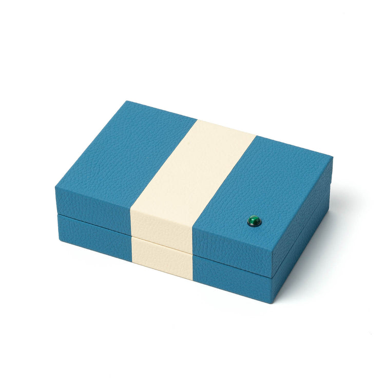 Riley Box – Striped Leather with Malachite