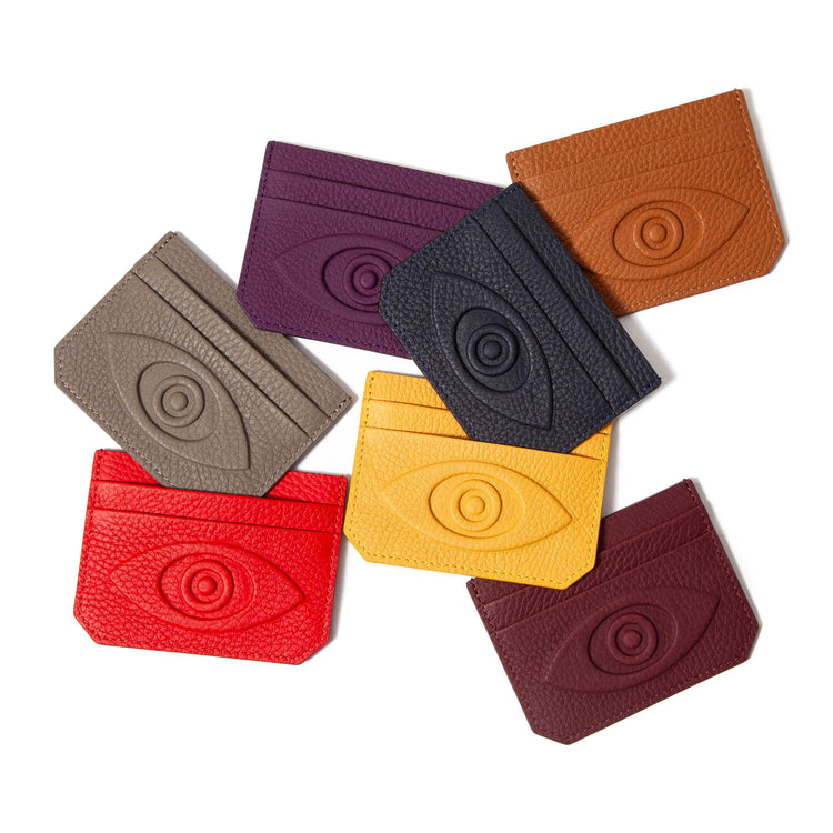 Talisman Credit Card Holder – Embossed Leather Evil Eye