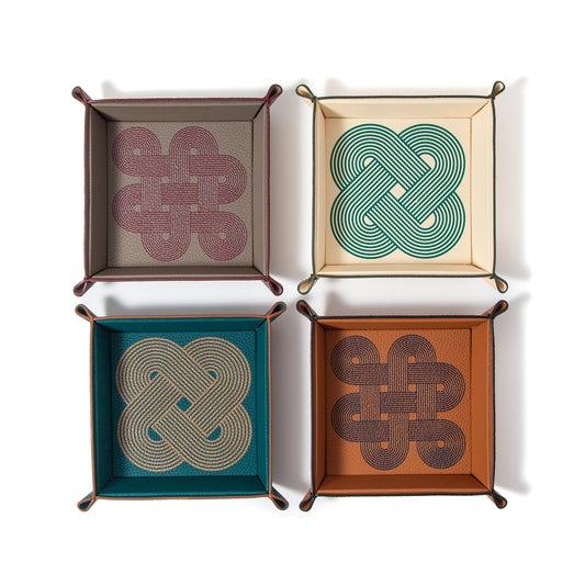 Endless Knots Square Leather Catchall Tray