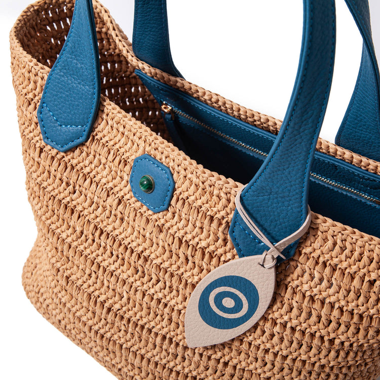 Raffia Tote Bag Blue