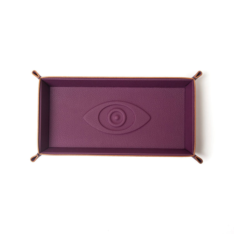 Talisman Embossed Leather Catchall Purple Tray