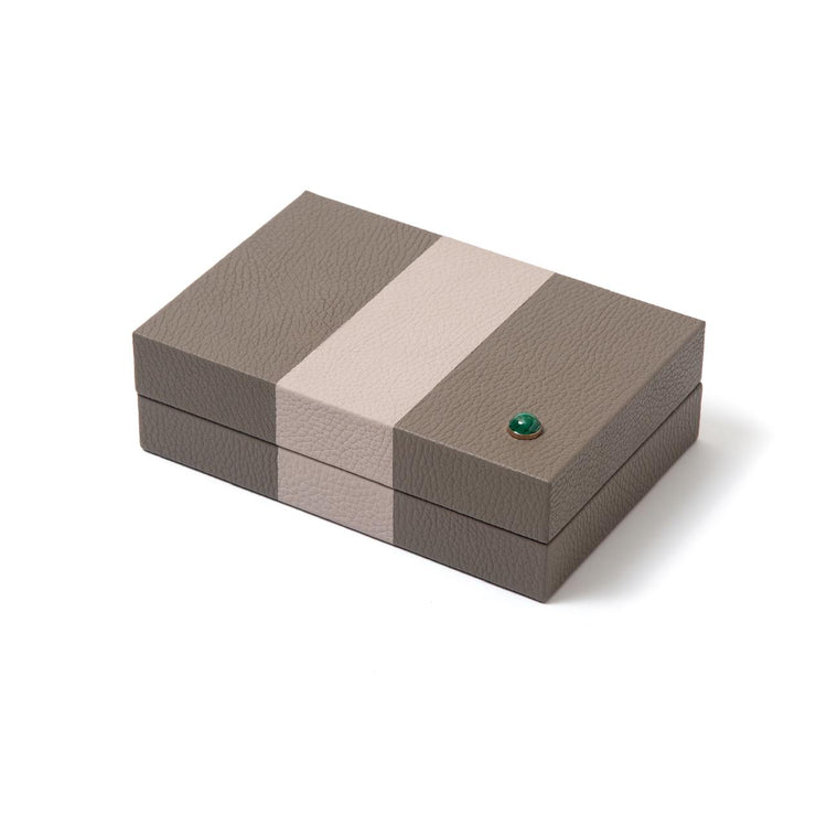 Riley Box – Striped Leather with Malachite