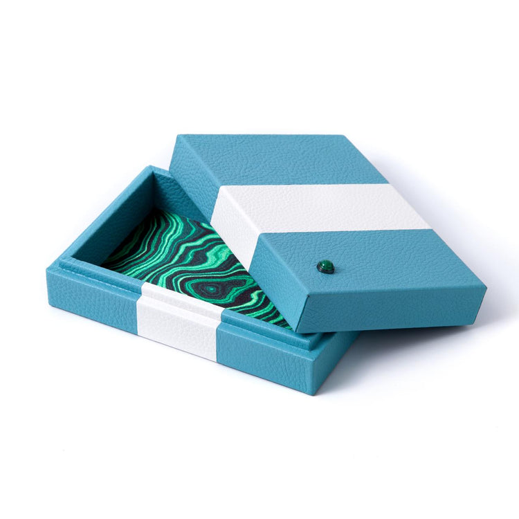 Riley Box – Striped Leather with Malachite