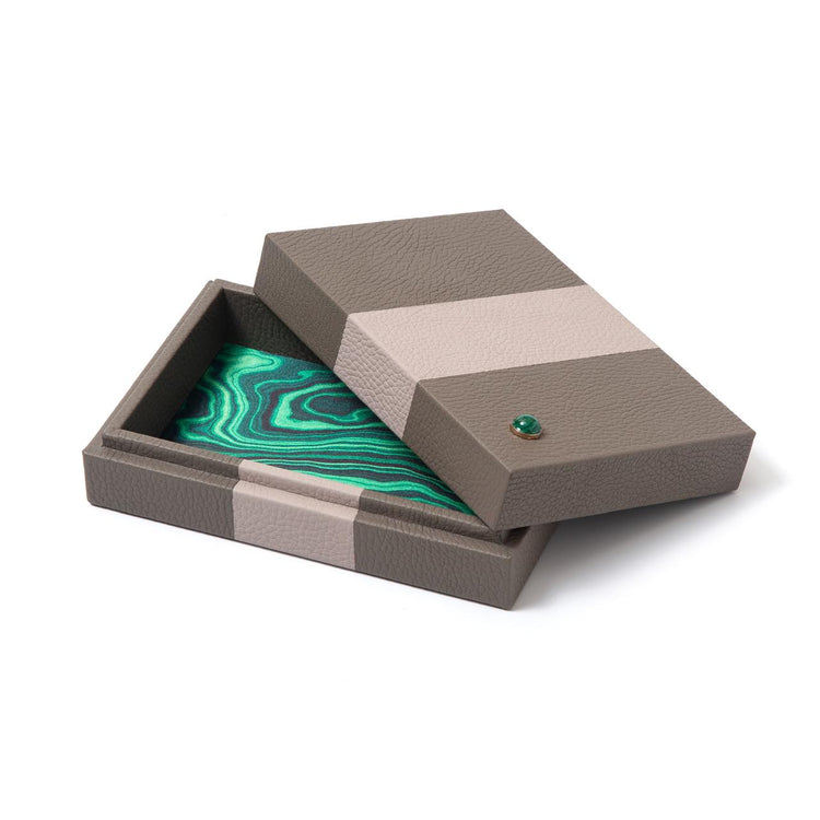 Riley Box – Striped Leather with Malachite