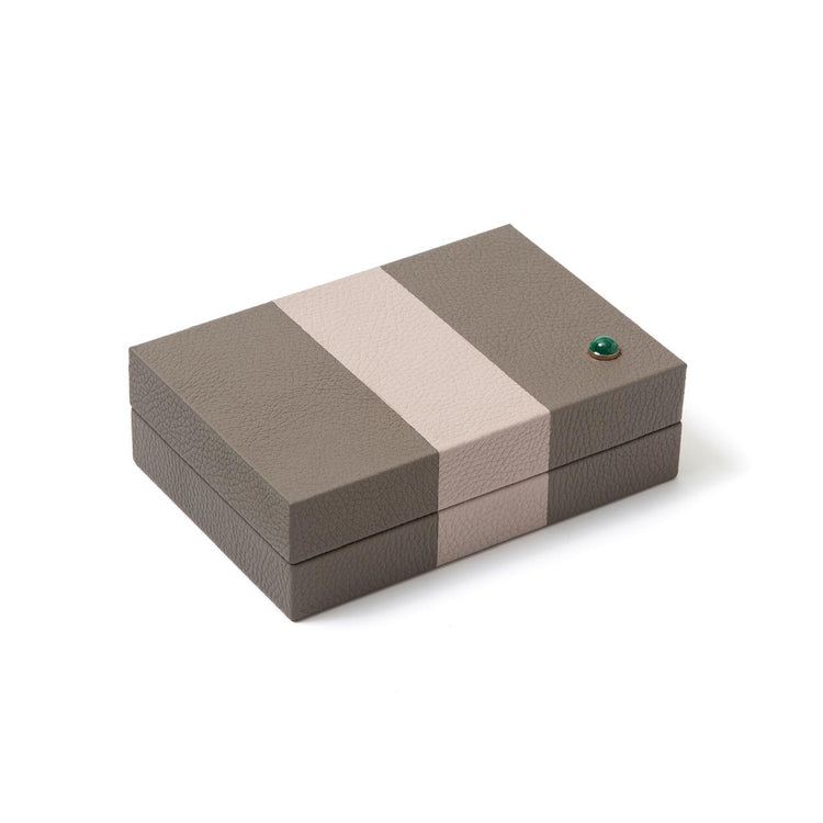 Riley Box – Striped Leather with Malachite