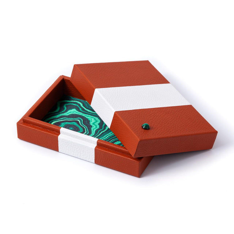 Riley Box – Striped Leather with Malachite