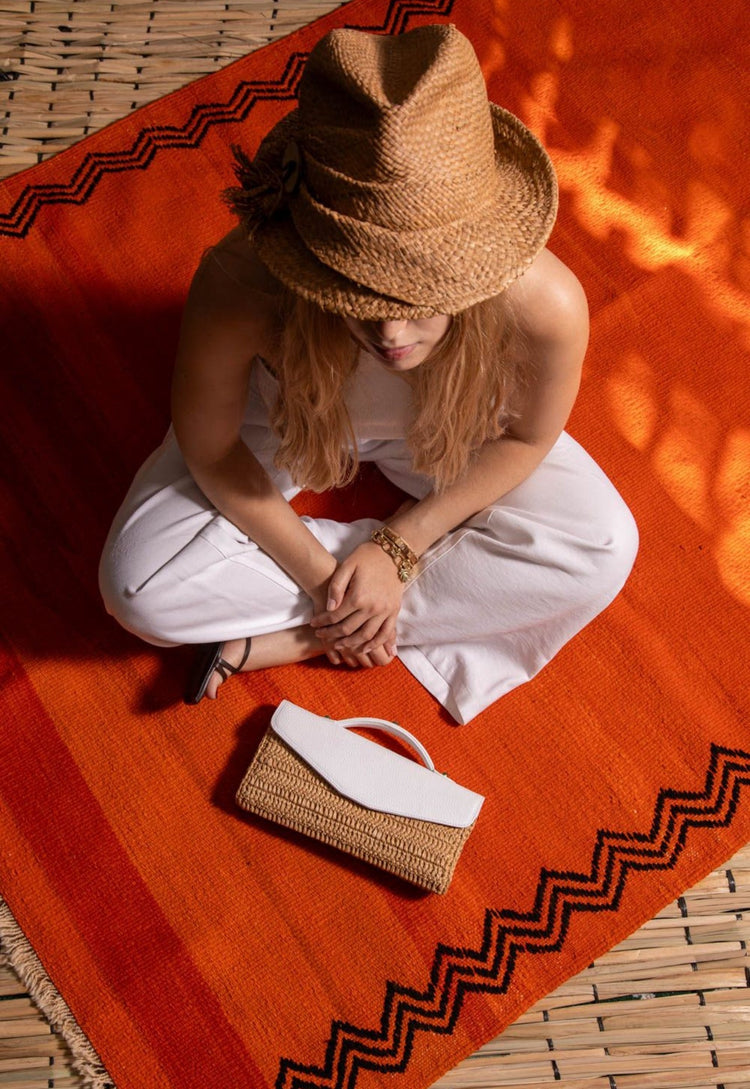 Gem-Set Raffia Envelope