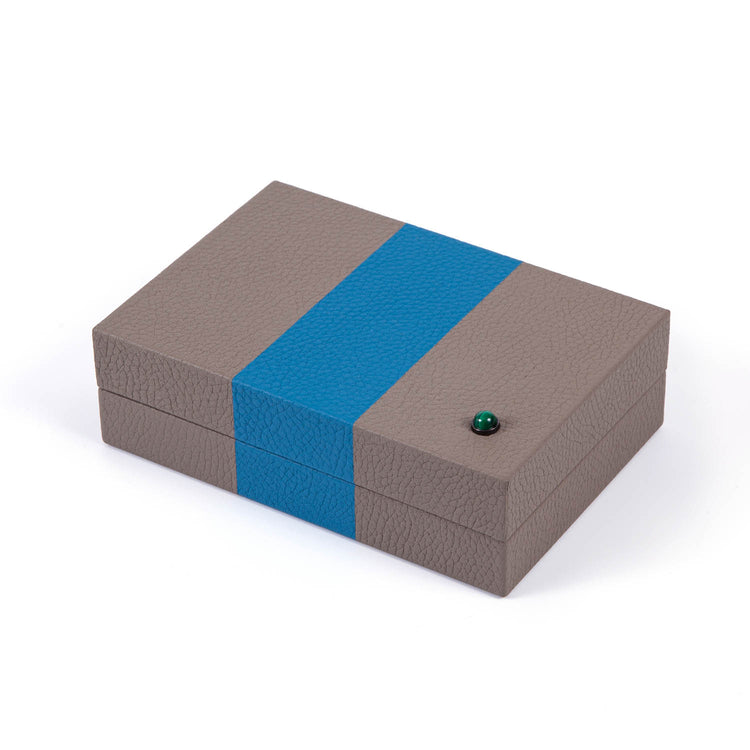Riley Box – Striped Leather with Malachite