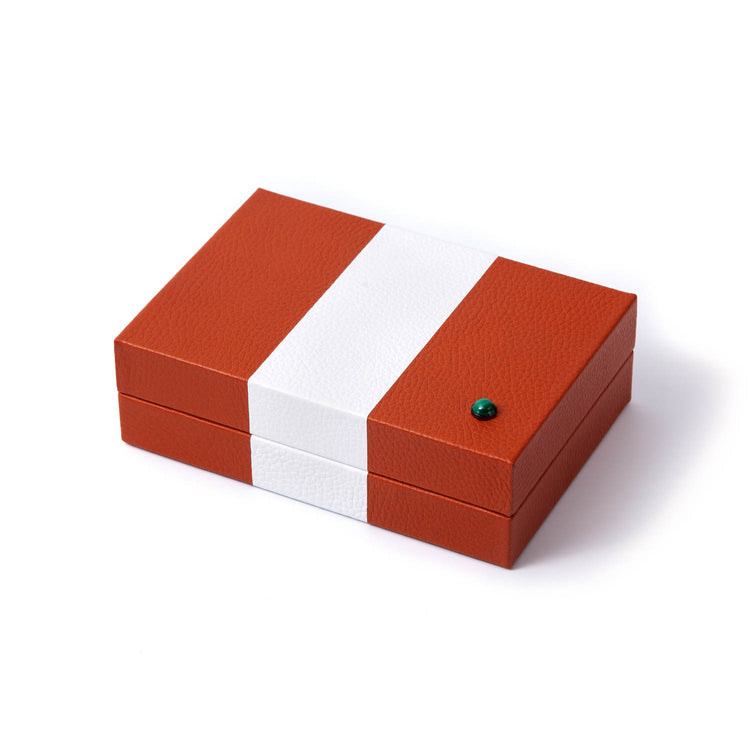 Riley Box – Striped Leather with Malachite