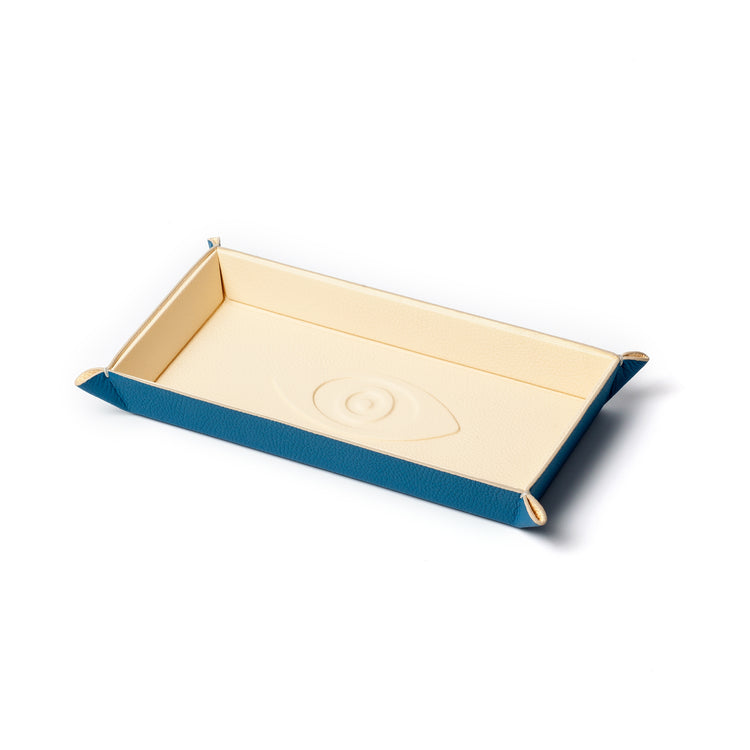 Talisman Embossed Leather Catchall  Blue Tray