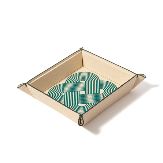 Endless Knots Square Leather Catchall Tray Vanilla - Eid Edition