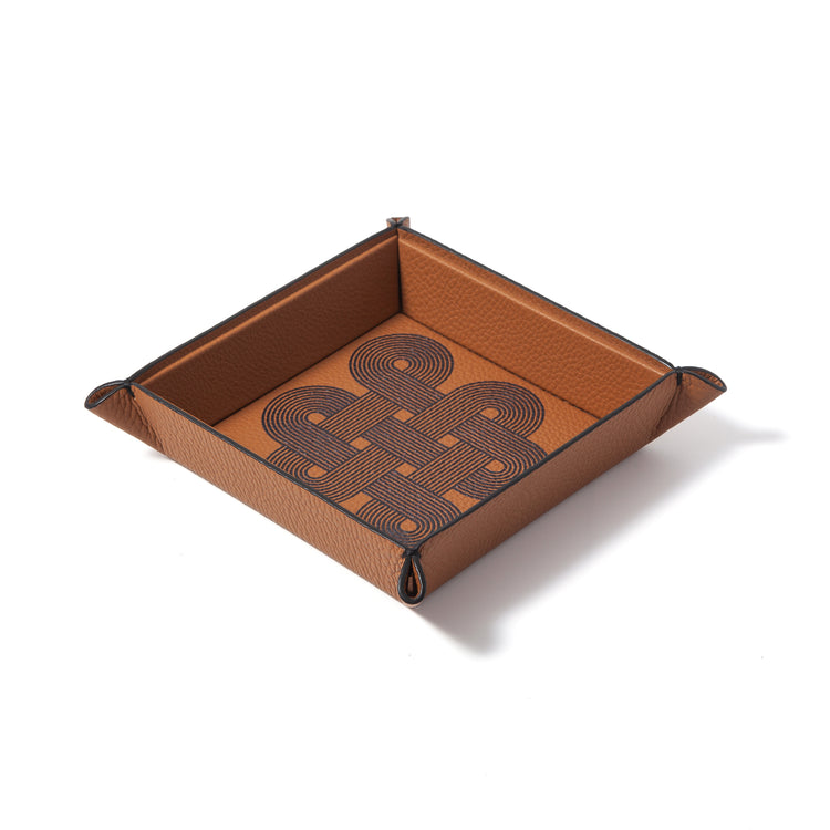 Endless Knots Square Leather Catchall Tray
