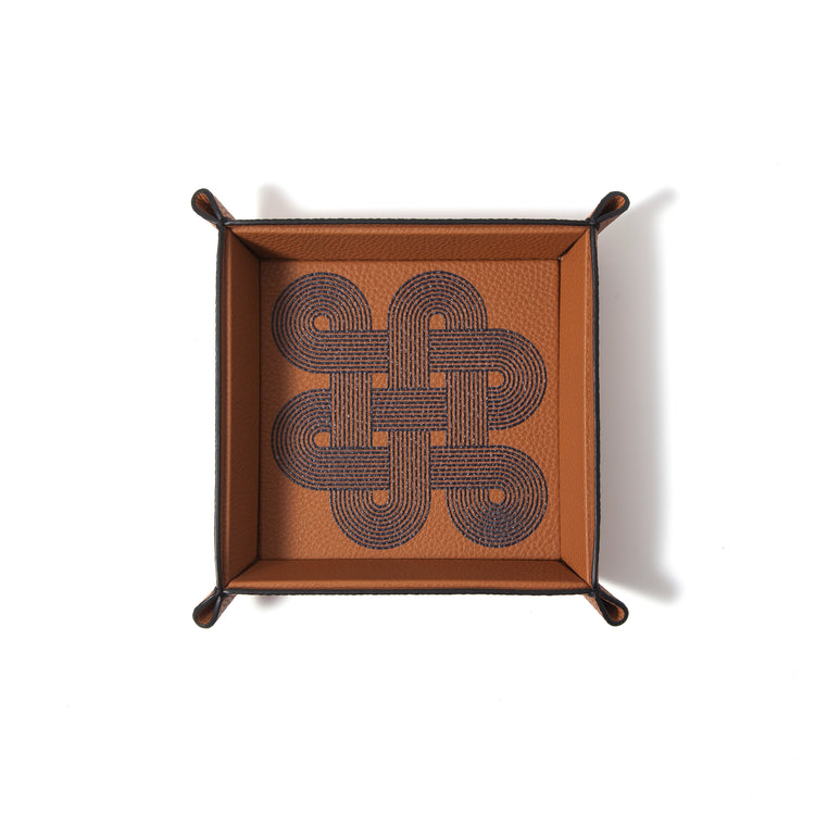 Endless Knots Square Leather Catchall Tray