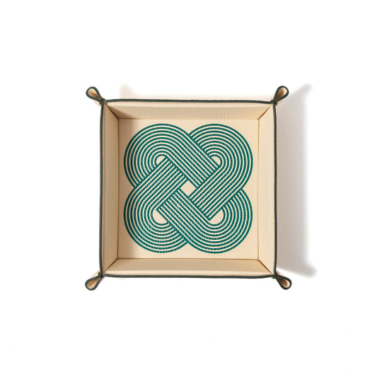 Endless Knots Square Leather Catchall Tray Vanilla - Eid Edition