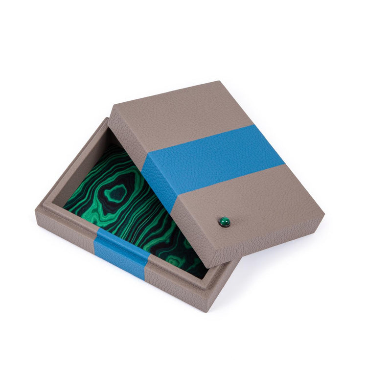 Riley Box – Striped Leather with Malachite