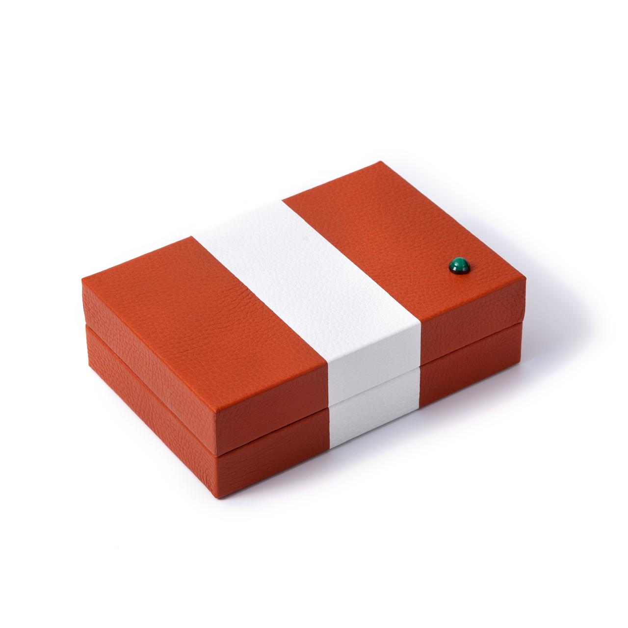 Riley Box – Striped Leather with Malachite