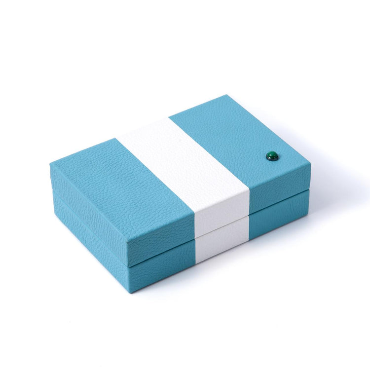 Riley Box – Striped Leather with Malachite