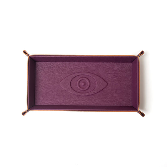 Talisman Embossed Leather Catchall Purple Tray